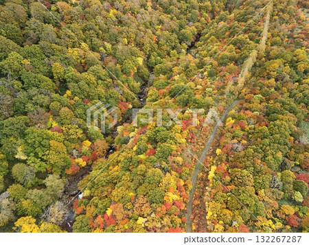 Autumn leaves of Mt. Kurikoma aerial view 132267287