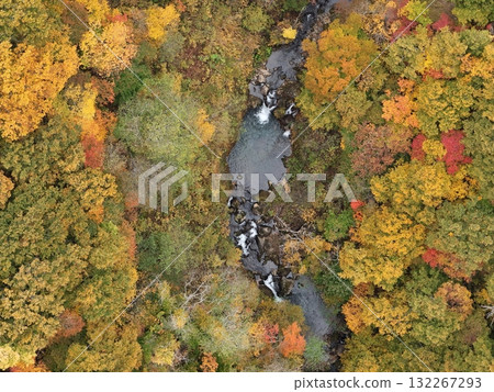 Autumn leaves of Mt. Kurikoma aerial view Autumn leaves of Mt. Kurikoma aerial view 132267293