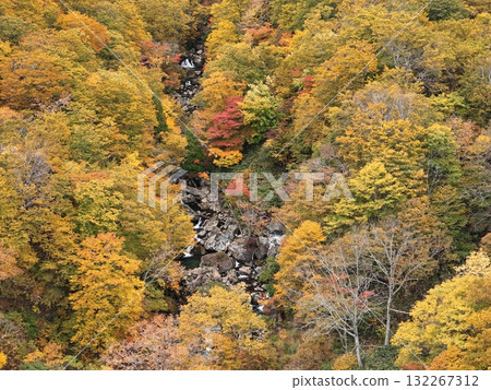 Autumn leaves of Mt. Kurikoma aerial view 132267312