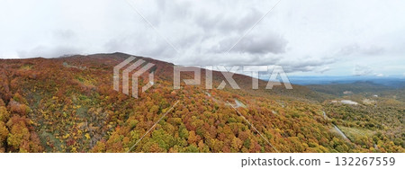 Aerial panoramic photo of autumn leaves on Mount Kurikoma 132267559