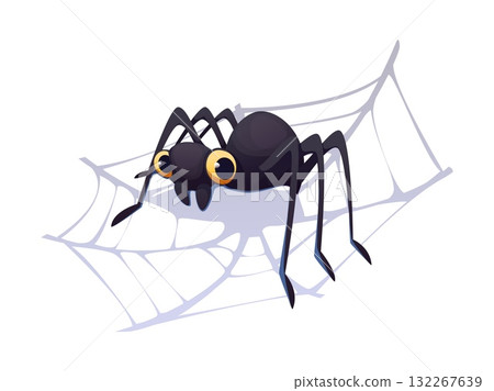 Cartoon Halloween scary spider character in spiderweb for horror night holiday, isolated vector. Funny cartoon spider in cobweb for Halloween trick or treat party or spooky scary tarantula character Cartoon Halloween scary spider character in spiderweb for horror night holiday, isolated vector. Funny cartoon spider in cobweb for Halloween trick or treat party or spooky scary tarantula character 132267639