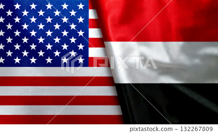American flag and Yemeni flag 132267809
