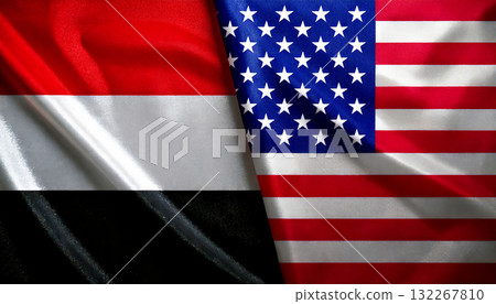 American flag and Yemeni flag American flag and Yemeni flag 132267810