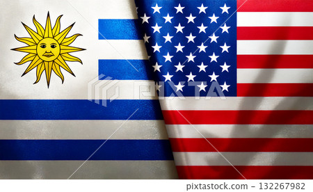 美國國旗和烏拉圭國旗 132267982