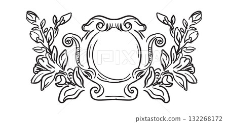 Decorative hand drawing filigree frame with leaves vector Decorative hand drawing filigree frame with leaves vector 132268172