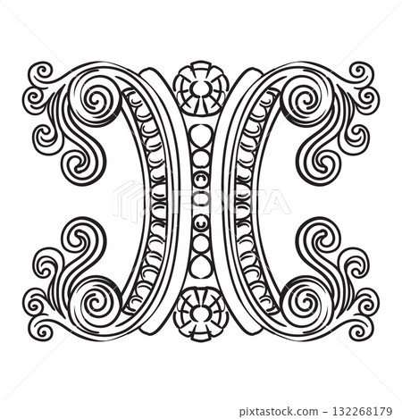Design element ornate engraved baroque vector illustration Design element ornate engraved baroque vector illustration 132268179