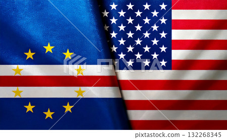 American flag and Cape Verde flag 132268345