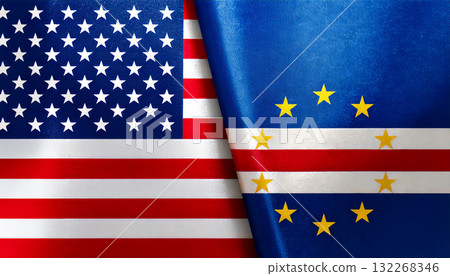 American flag and Cape Verde flag 132268346