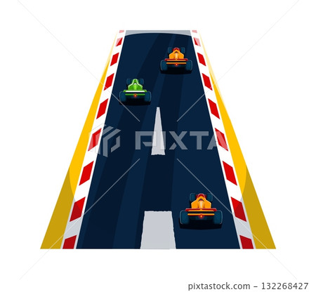 Car racing font cartoon formula one track letter A. Automobile race typeset element, auto rally type vector symbol. Motorsport cartoon font letter or car road racing typeface sign 132268427