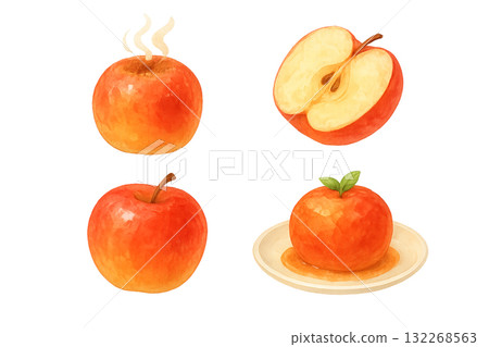 秋季烤蘋果套裝（水彩風格） 132268563