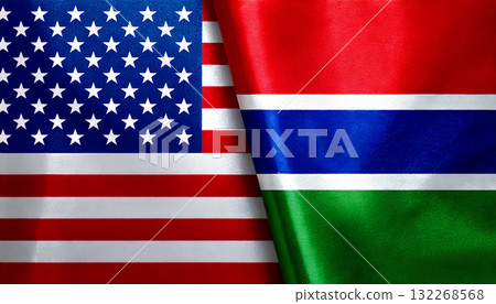 American flag and Gambian flag 132268568