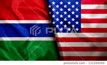 American flag and Gambian flag 132268569