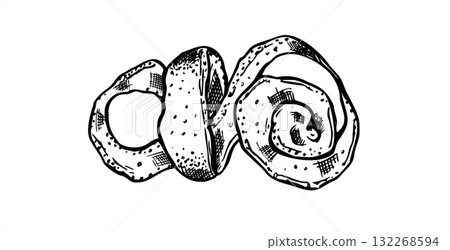 Whole spiral citrus peel vector isolated illustration painted by black inks. Lemon, lime or orange fruit skin in twist shape etching drawing. Monochrome ingredient for packaging, healthy food design Whole spiral citrus peel vector isolated illustration painted by black inks. Lemon, lime or orange fruit skin in twist shape etching drawing. Monochrome ingredient for packaging, healthy food design 132268594