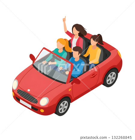 Isometric illustration of an open car 132268845