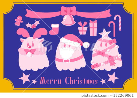 Ghost Christmas Postcard Pink 132269061