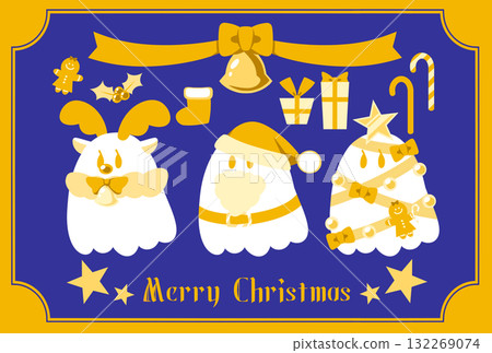 Ghost Christmas Postcard Gold Ghost Christmas Postcard Gold 132269074