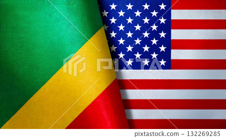 美國國旗和剛果共和國國旗 132269285