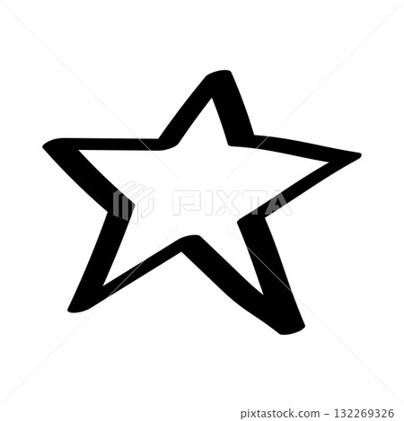 Star icon hand drawn. Vector illustration of a doodle asterisk. Isolated on a white background. 132269326