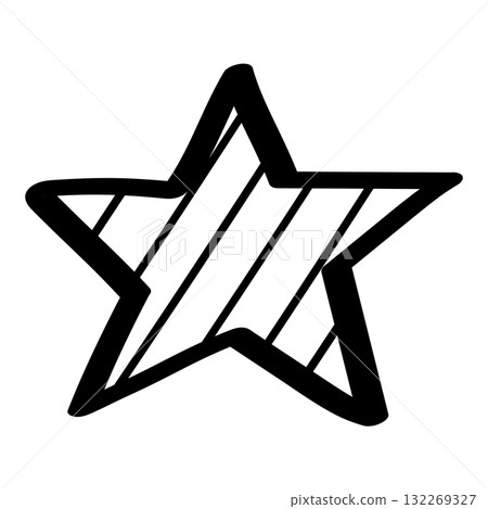 Shaded star icon hand drawn. Vector illustration Isolated on a white background. Shaded star icon hand drawn. Vector illustration Isolated on a white background. 132269327