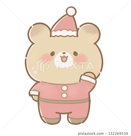 Brown line Santa bear illustration / cute Christmas character material 132269539