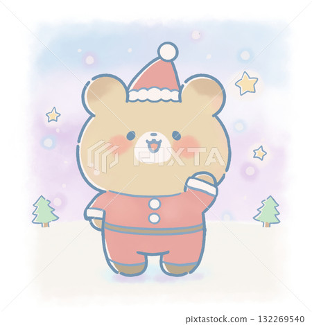 Fancy Santa bear illustration / Cute Christmas character material / For childcare and children Fancy Santa bear illustration / Cute Christmas character material / For childcare and children 132269540