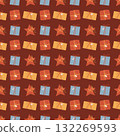 Multicolored gift boxes, vector seamless pattern. Background with gift boxes for Christmas, birthdays, and other holidays. Vector flat illustration for wrapping paper and textiles. Simple multicolored Multicolored gift boxes, vector seamless pattern. Background with gift boxes for Christmas, birthdays, and other holidays. Vector flat illustration for wrapping paper and textiles. Simple multicolored 132269593