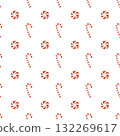 Seamless Christmas pattern with candies. Background with traditional winter sweets on a white background. Lollipops, round caramels, and candy canes. Simple flat vector illustration. Seamless Christmas pattern with candies. Background with traditional winter sweets on a white background. Lollipops, round caramels, and candy canes. Simple flat vector illustration. 132269617