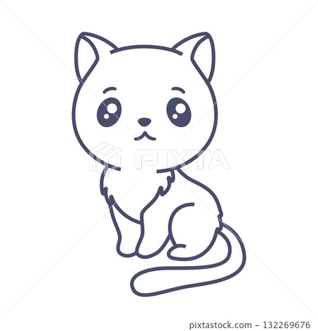 Cute cat drawing for kids' summer art projects 132269676