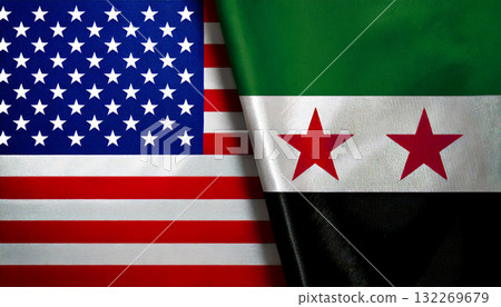 美國國旗和敘利亞國旗 132269679