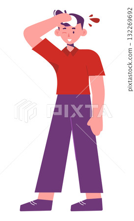 Cartoon character showing confusion and uncertainty emotion 132269692