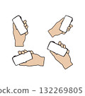 Hand Holding Smartphone Hand-drawn illustrations of hands 132269805