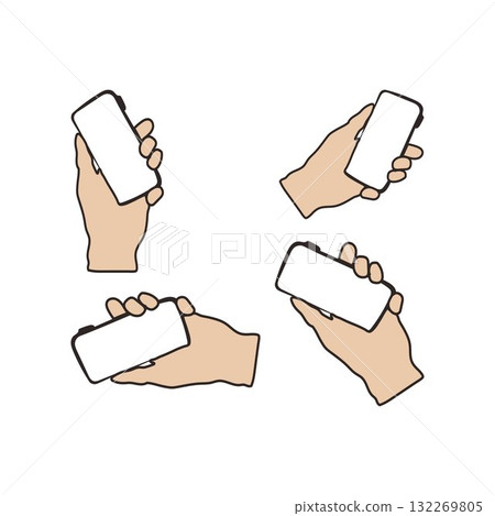 Hand Holding Smartphone Hand-drawn illustrations of hands 132269805