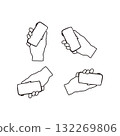 Hand Holding Smartphone Hand-drawn illustrations of hands 132269806