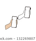 Hand Holding Smartphone Hand-drawn illustrations of hands 132269807