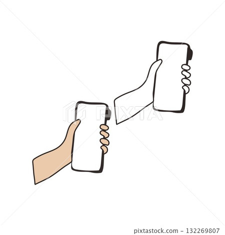 Hand Holding Smartphone Hand-drawn illustrations of hands 132269807