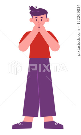 Surprised expression in flat design illustration 132269834