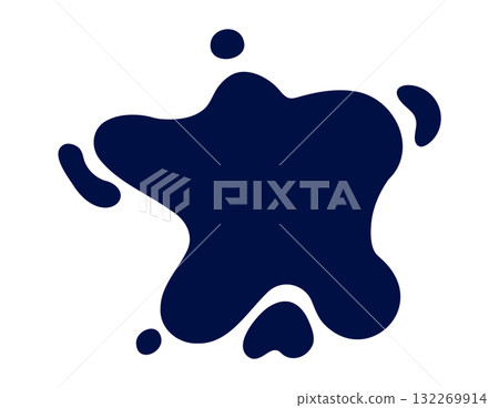 Abstract splash shape in navy blue on white background 132269914
