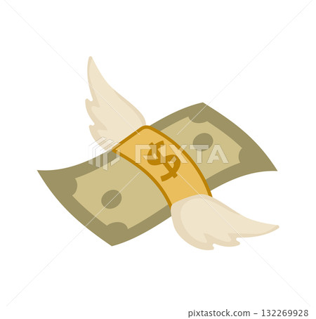 Flying dollar bill with wings concept for financial freedom Flying dollar bill with wings concept for financial freedom 132269928