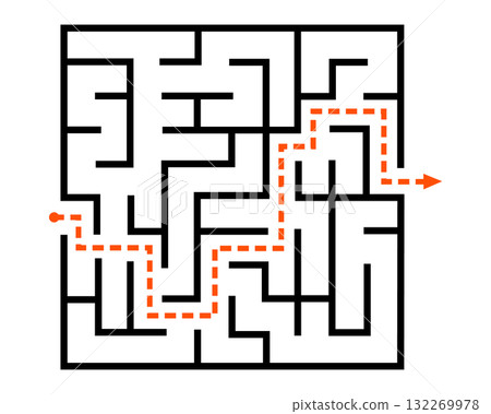Challenging maze puzzle with solution path for problem solving Challenging maze puzzle with solution path for problem solving 132269978