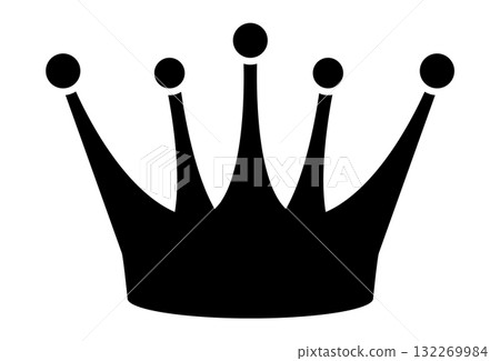 A modern black crown icon with five points A modern black crown icon with five points 132269984