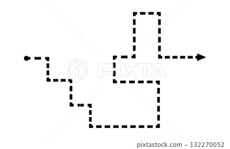 Simple maze path with dotted line and arrow concept 132270052