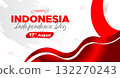 Indonesia Independence Day Web Banner With Red and White Flag in Background. 17 August Indonesia Happy Independence Day Social Media Post and Cover Banner, Flyer, Invitation card, Brochure, Poster 132270243