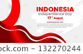 Indonesia Independence Day Web Banner With Red and White Flag in Background. 17 August Indonesia Happy Independence Day Social Media Post and Cover Banner, Flyer, Invitation card, Brochure, Poster 132270244