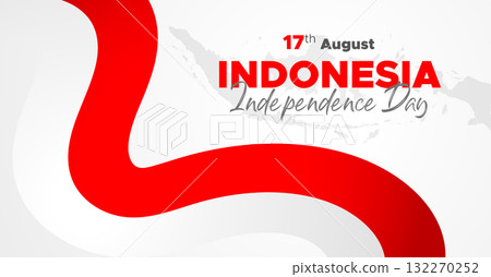 Indonesia Independence Day Web Banner With Red and White Flag in Background. 17 August Indonesia Happy Independence Day Social Media Post and Cover Banner, Flyer, Invitation card, Brochure, Poster 132270252