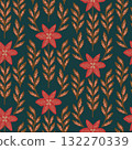 Artistic floral background. Seamless pattern made of abstract Cryptanthus zonatus flowers with petals texture. Vector illustration 132270339
