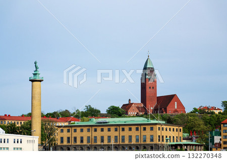 Masthuggskyrkan lutheran church on Masthugget hill in national romantic style of Nordic architecture, Gothenburg, Sweden, sunny day 132270348
