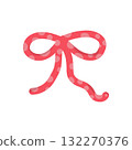 Pink ribbon with polka dots is elegantly tied in bow, creating playful and charming design. vibrant color and pattern add whimsical touch, perfect for decorative purposes 132270376
