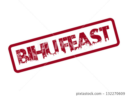 A red grunge textured rubber stamp presenting the inviting word BIHUFEAST to evoke culinary delight A red grunge textured rubber stamp presenting the inviting word BIHUFEAST to evoke culinary delight 132270609