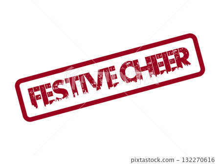 Distressed red FESTIVE CHEER mark for joyful celebrations and holiday greetings Distressed red FESTIVE CHEER mark for joyful celebrations and holiday greetings 132270616