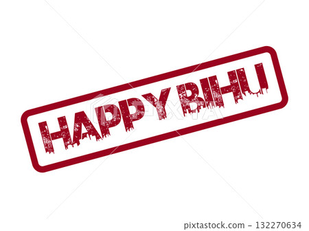 Happy Bihu Festival Celebration Textured Stamp for Cultural Events and Traditional Observances Happy Bihu Festival Celebration Textured Stamp for Cultural Events and Traditional Observances 132270634